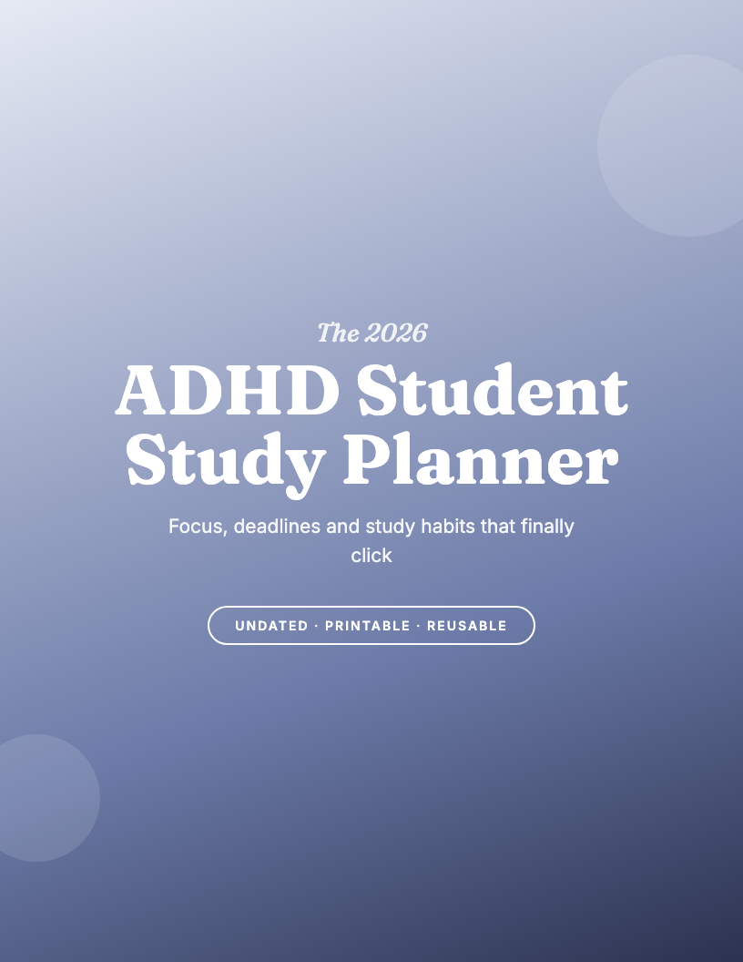 The 2026 ADHD Student Study Planner