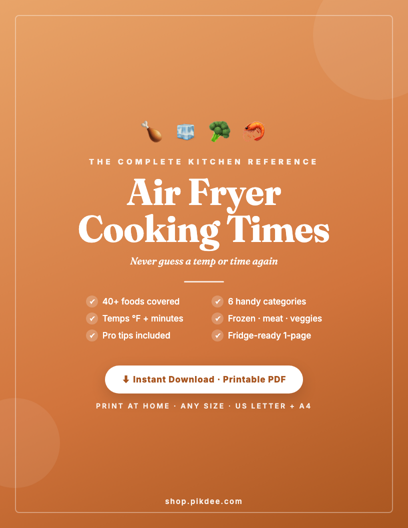 Air Fryer Cooking Times Chart