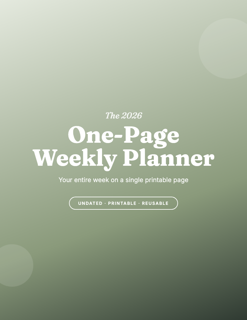 The 2026 One-Page Weekly Planner