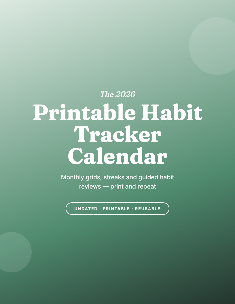 The 2026 Printable Habit Tracker Calendar