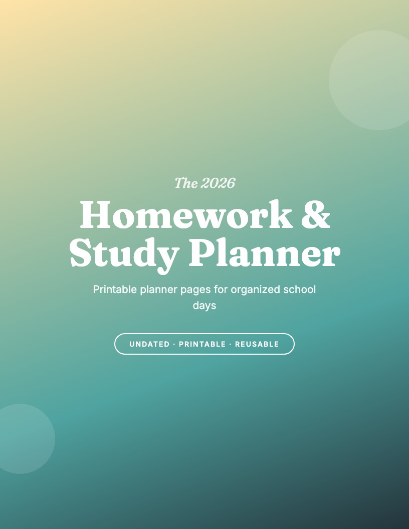 The 2026 Printable Kids Homework & Study Planner