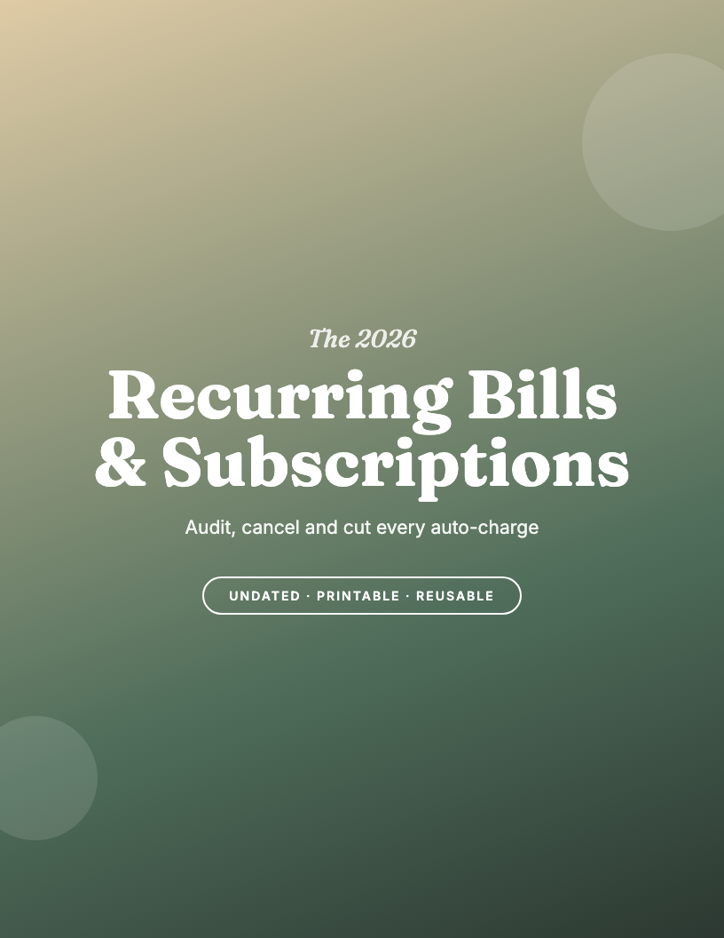 The 2026 Recurring Bills & Subscription Tracker Planner