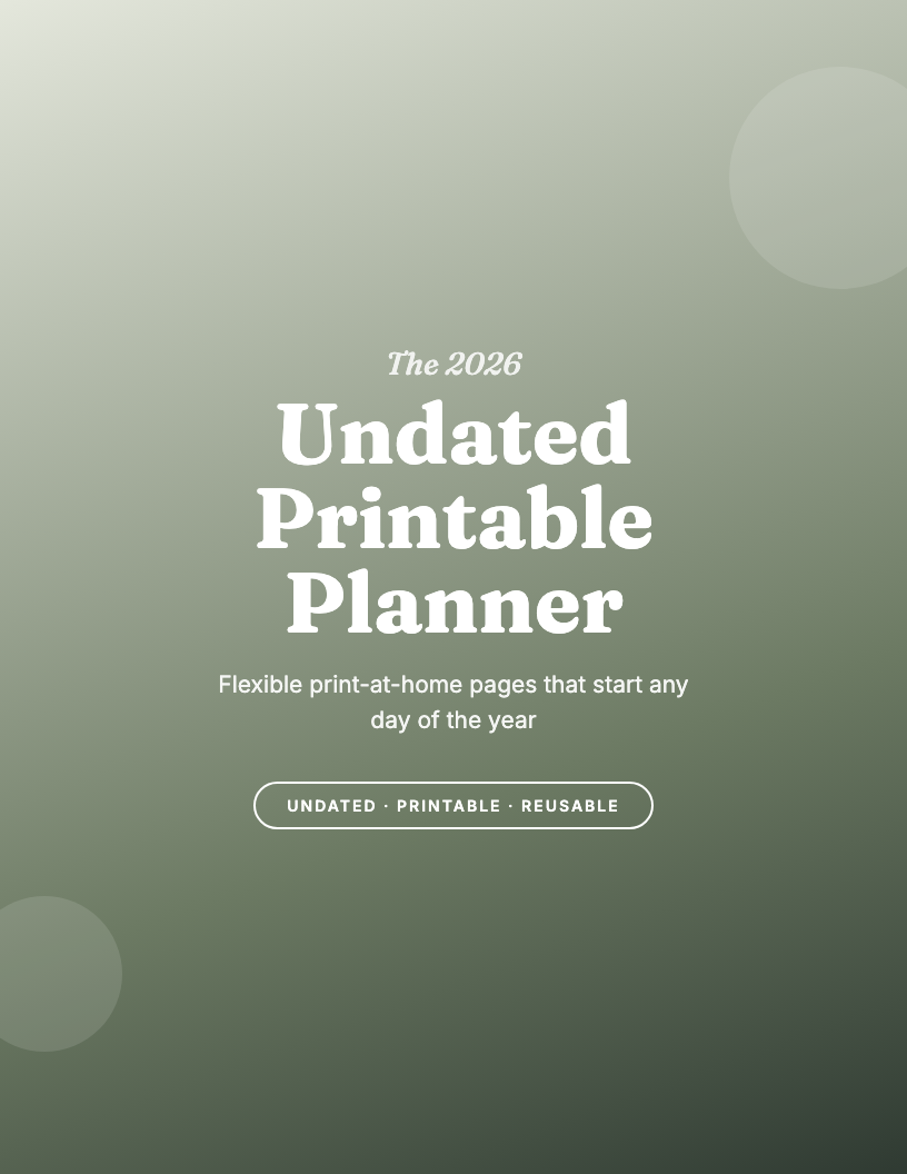 The 2026 Undated Printable Planner
