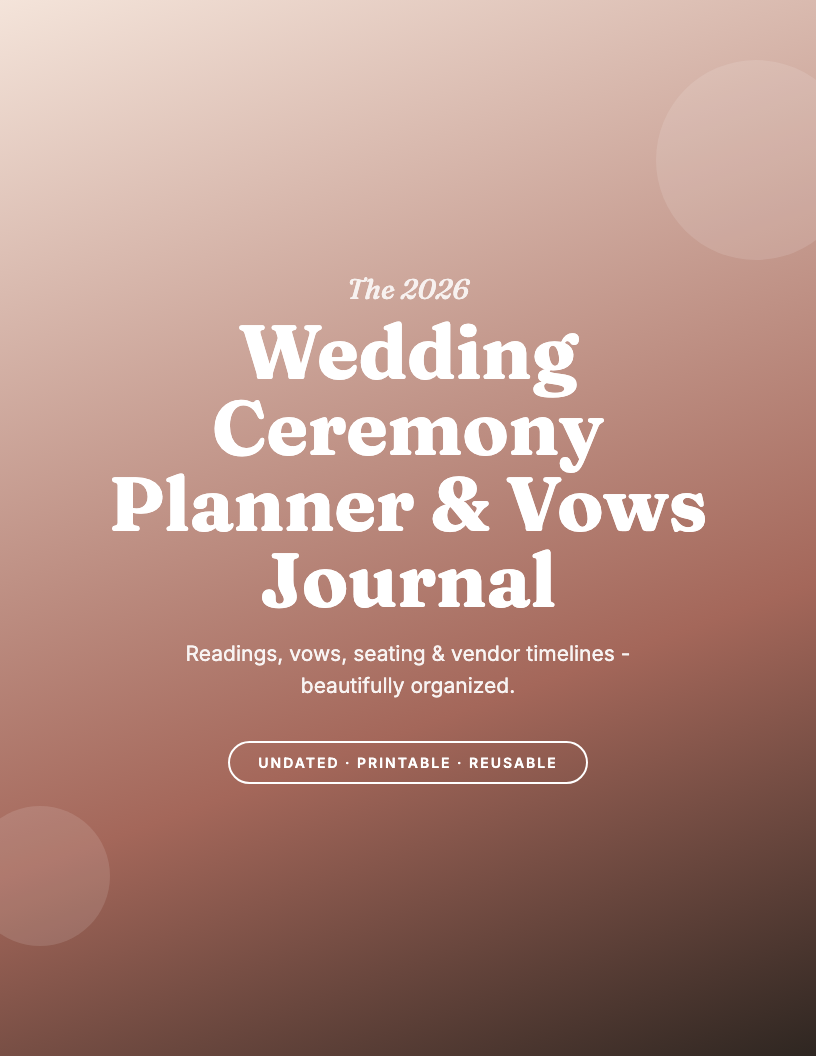 The 2026 Wedding Ceremony Planner & Vows Journal
