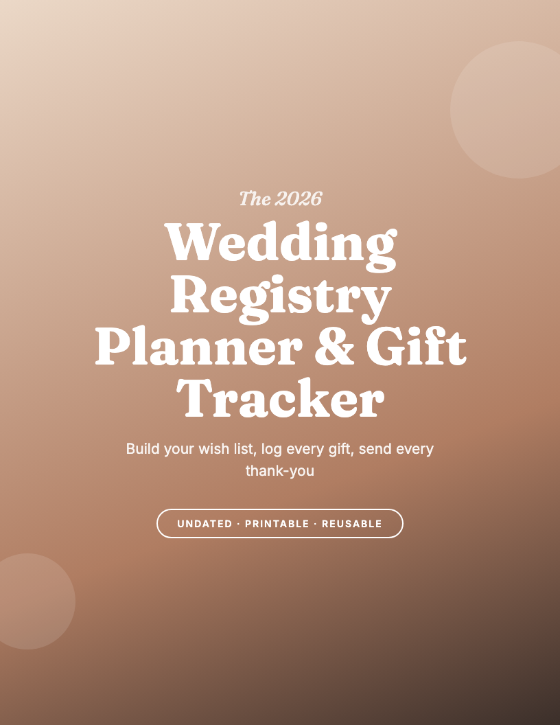 The 2026 Wedding Registry & Gift Tracker Workbook